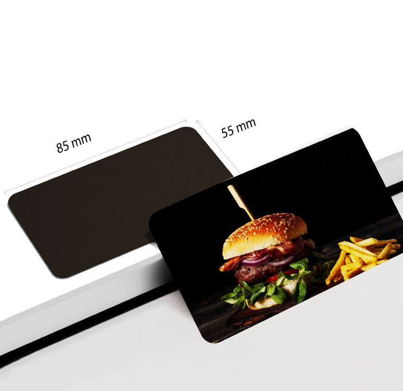 dhcrafts Rectangular Rubber Fridge Magnet Multicolor Food Burger And French Fries D2 Rectangular Design Pack of 1 (8.6cm x 5.4cm)